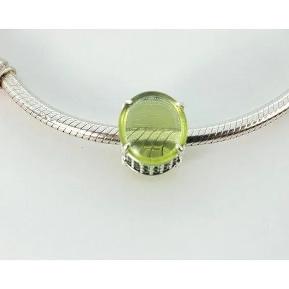 New Pandora Sterling Silver Green Oval Cabochon Charm 99309C02 - Picture 4 of 5